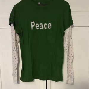 Gap Green Peace Layered Long Sleeve Shirt